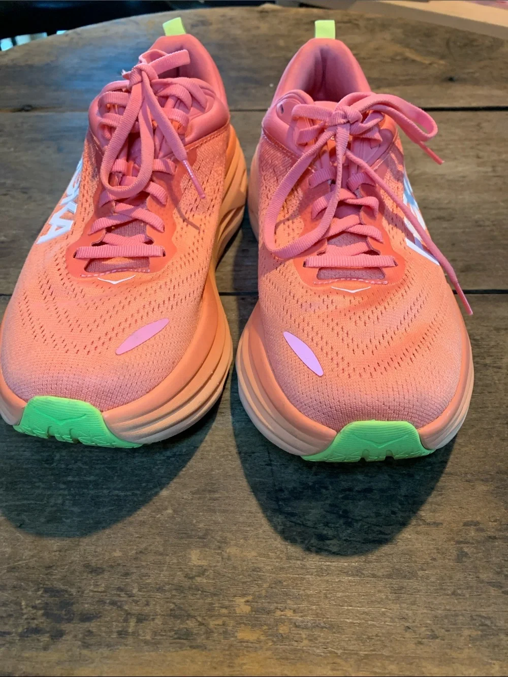 Like New Hoka Bondi 8 Coral/Papaya Running Shoes - Picture 7 of 11